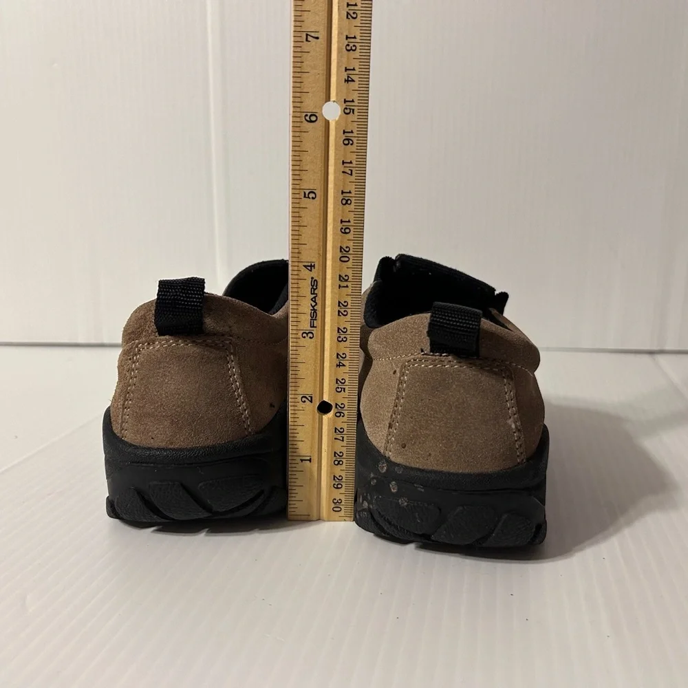 Lands’ End brown suede slip on moc shoe kids boys size 5 M